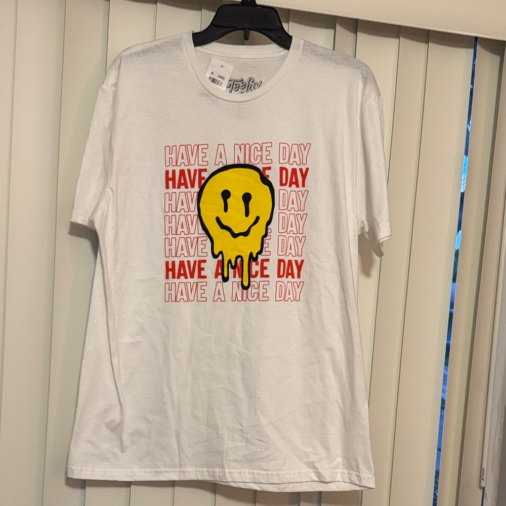 White Smiley Face Graphic Tee